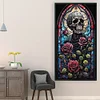 Skull Rose Stained Glass-11CT Stamped Cross Stitch 40*70cm(Big Size)