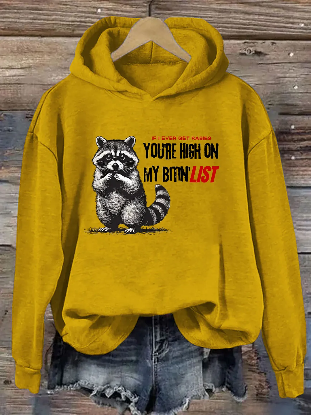 Raccoon If I Ever Get Rabies You're High On My Bitin' List Hoodie