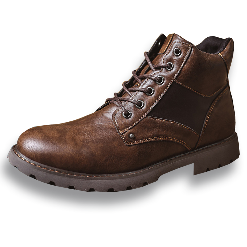 Men's Waterproof Wear-resistant Spliced ​​lace-up Side Zipper Low-cut Work Boots