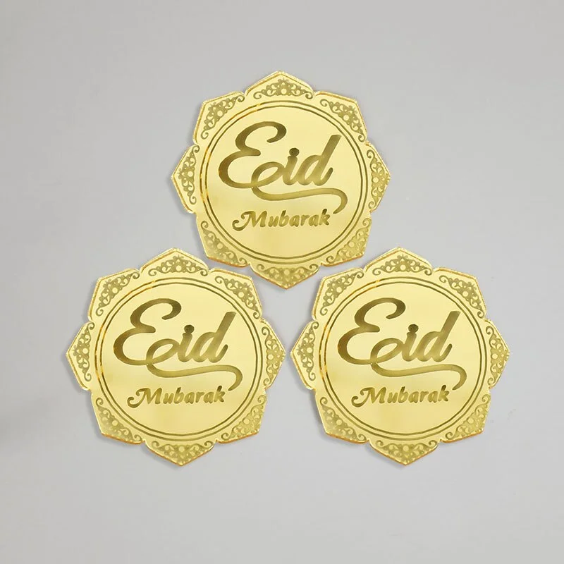 5/10pcs Eid Mubarak Acrylic Cupcake Topper Gold Ramadan Kareem Cake Topper Islamic Muslim Festival Party Cake DIY Decorations