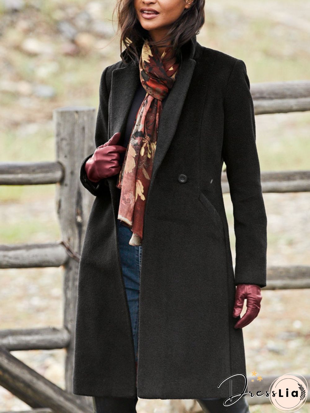 Plain Autumn West Styles/Cows Mid-weight Sports & Outdoor Long sleeve Loose Shawl Collar Woolen Overcoat for Women