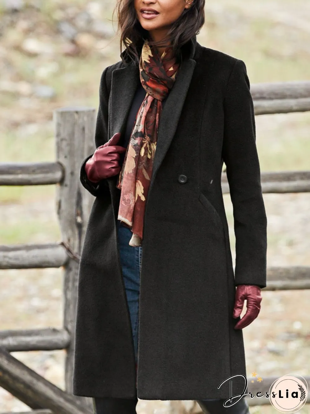 Plain Autumn West Styles/Cows Mid-weight Sports & Outdoor Long sleeve Loose Shawl Collar Woolen Overcoat for Women