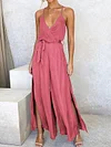 Solid Color Loose Spaghetti-Neck Jumsuits