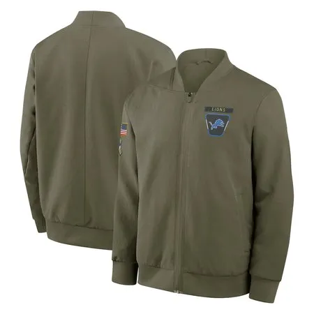 Men's Detroit Lions  Olive 2025 Salute to Service Sideline Full-Zip Bomber Jacket