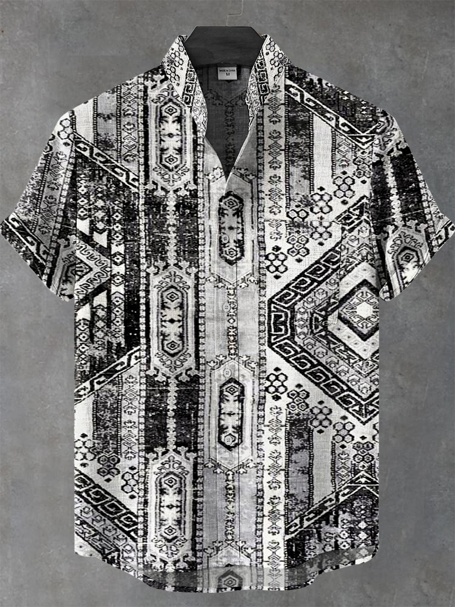Bohemian Retro Art Print Casual 100% Cotton Shirt