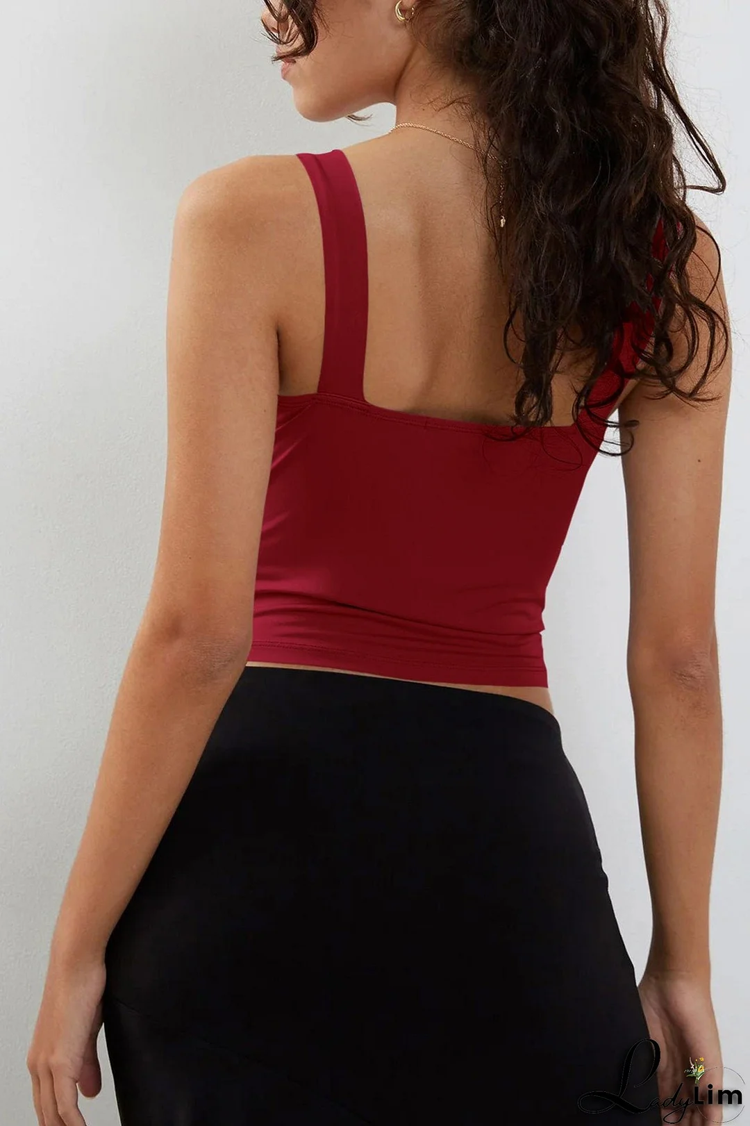 Square Neck Tie-up Ruched Vest