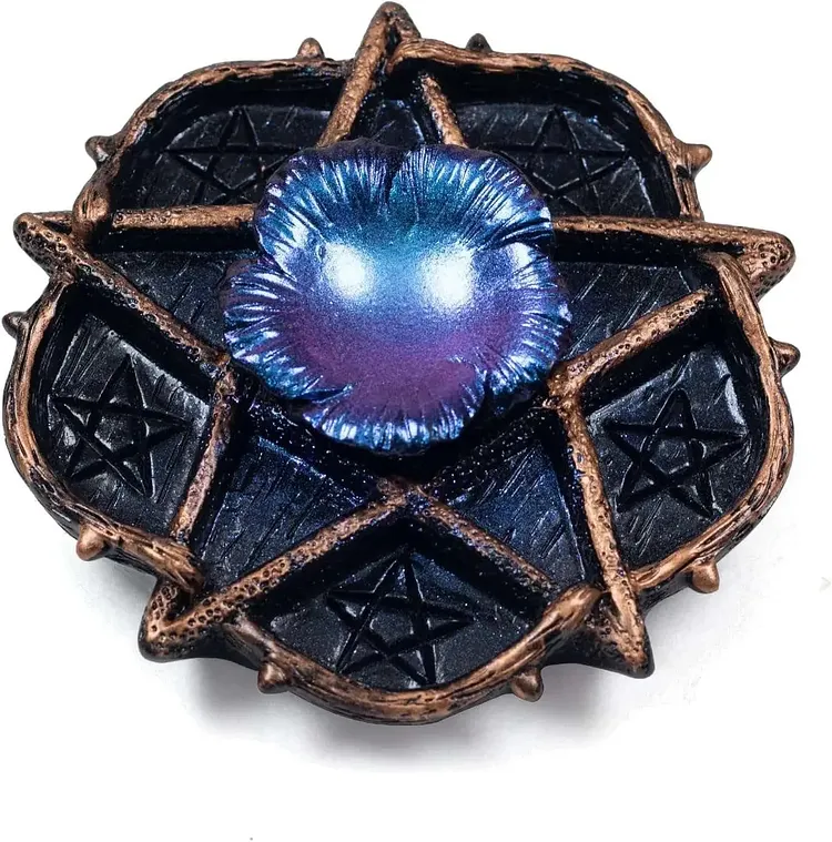Resin Crystal Ball/ Candle Display Stand with Pentacle Altar Plate (3 Colors)