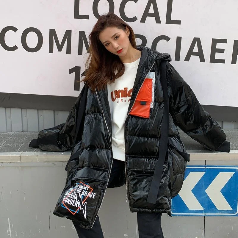 2021 Hooded White Duck Down Coat Winter Jacket Women High Quality Long Pocket Fashion Warm Parkas Female Streetwear Clothing New