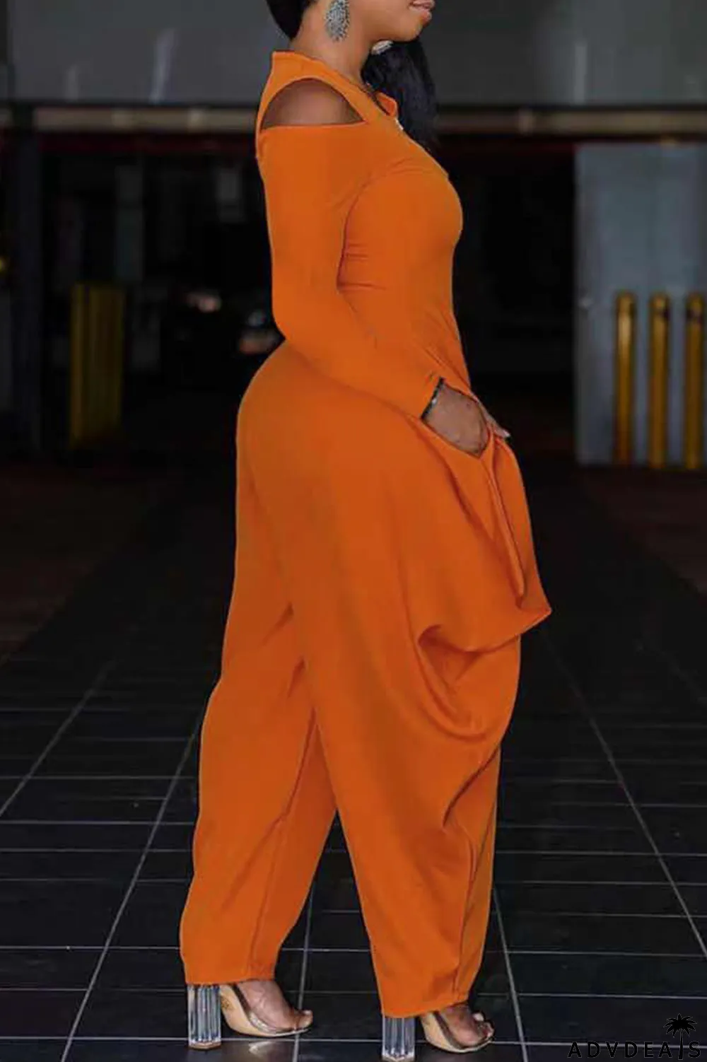 White Casual Solid Patchwork V Neck Loose Jumpsuits