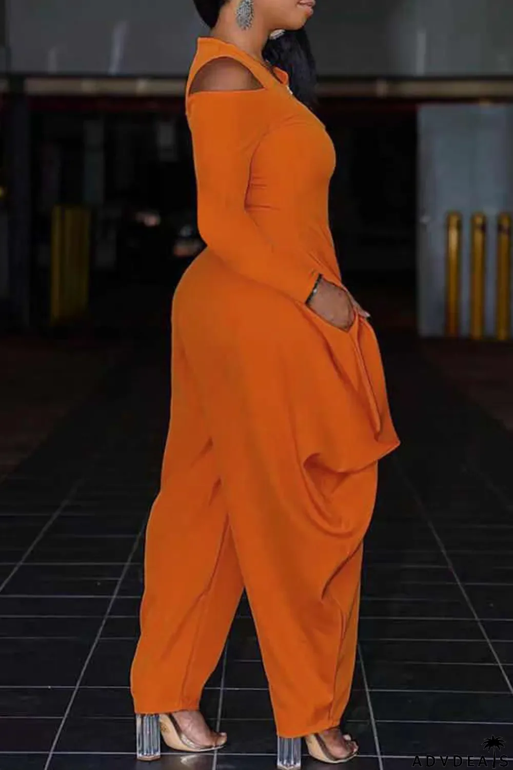 White Casual Solid Patchwork V Neck Loose Jumpsuits