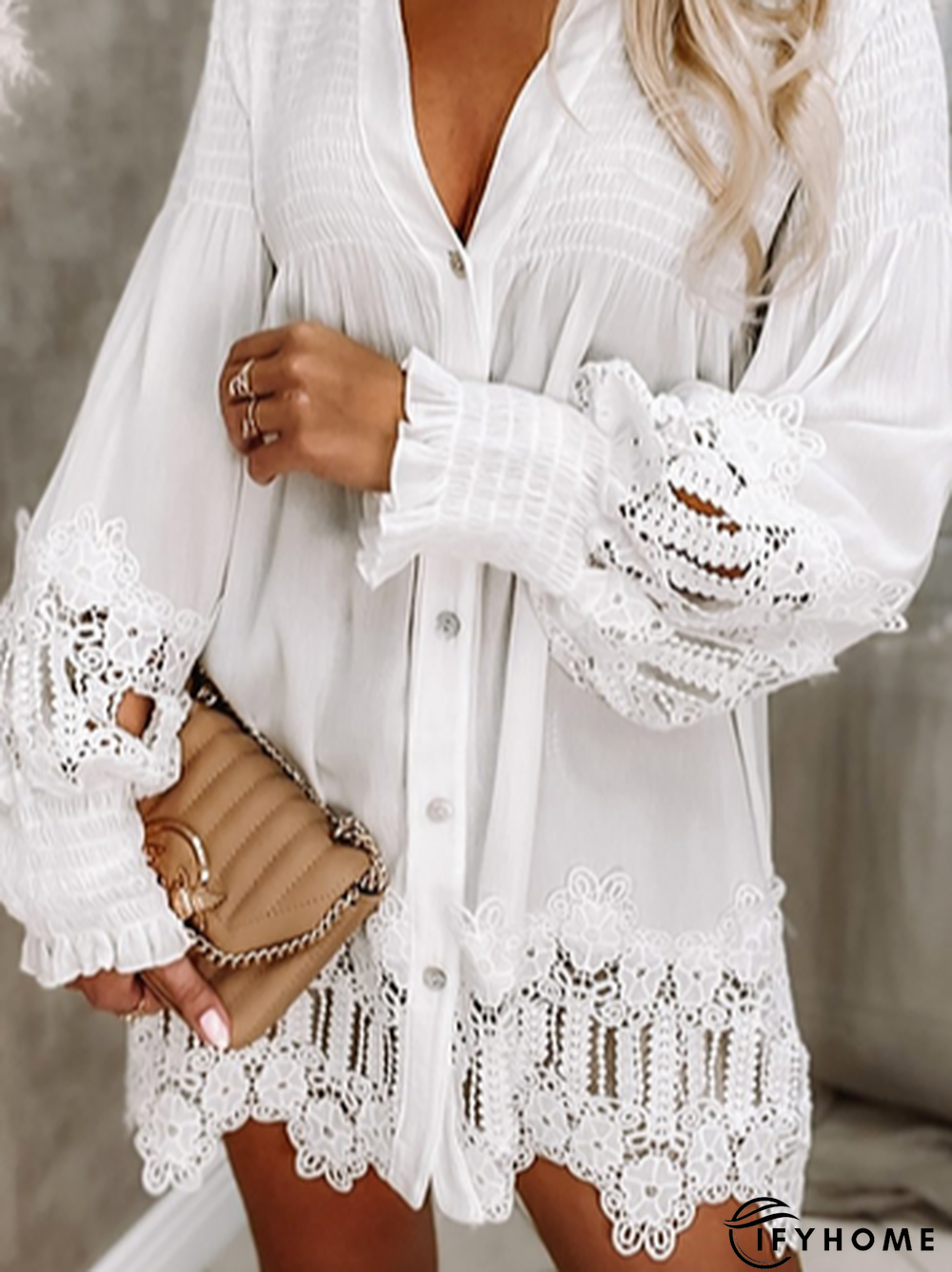 Plain Vacation Loose Lace Dress | IFYHOME