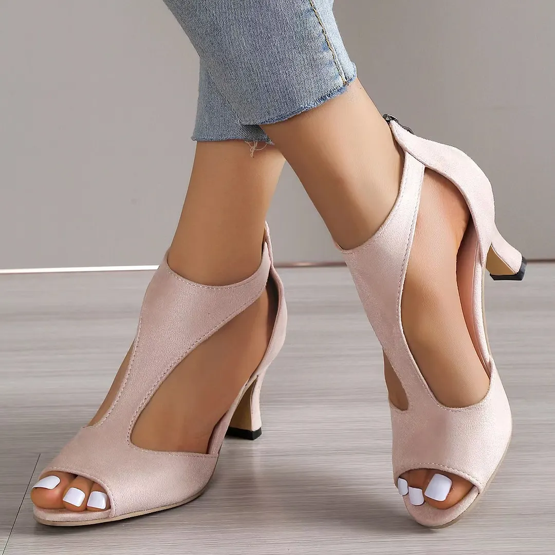 Breakj Breakj Fashion After Zipper Bag And Fish-Mouthed Shoes Women's Summer Large Size Side-Shoe With Roman Sandals