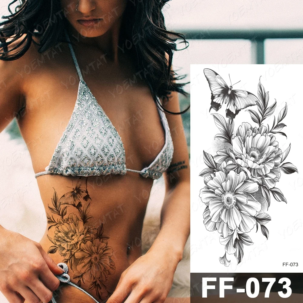 Sdrawing Temporary Tattoo Sticker Henna Mehndi Totem Flash Tatto Lotus Flower Hand Fingers Body Art Arm Fake Tatoo Men Women