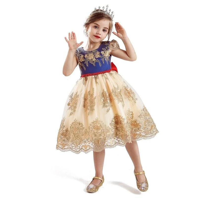 Lace Hollow Out Dresses For Girls Dress Elegent Flower Wedding Dress Backless Unicorn Ball Gown Girls Clothing For 4-10 Years