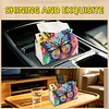 Diamond Art Painting Tissue Box Cover Wear Resist Decorative Paper Napkin Dispenser Multifunction Rhinestone PU Tissue Holder Kit for Adults Home Office Gift (Rainbow Butterfly)