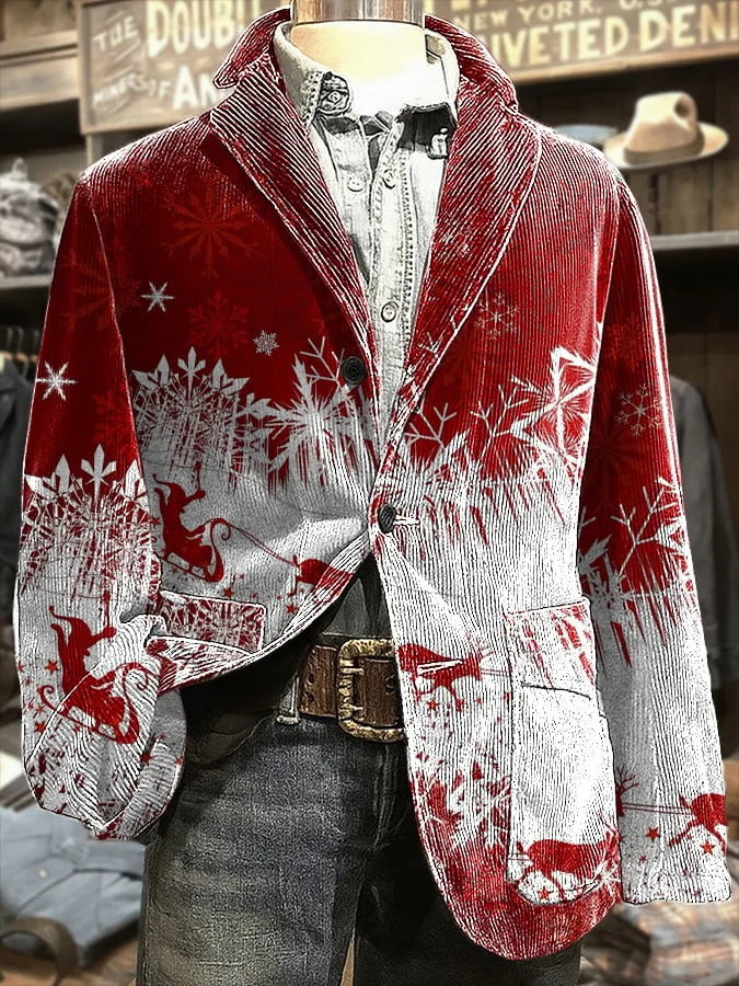 Men's Christmas Art Design Print Casual Coat 