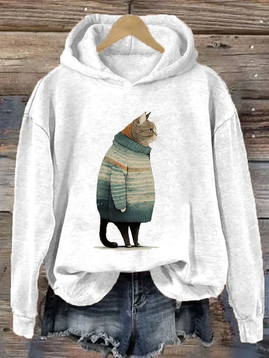 Fat Gray Cat in Hoodie