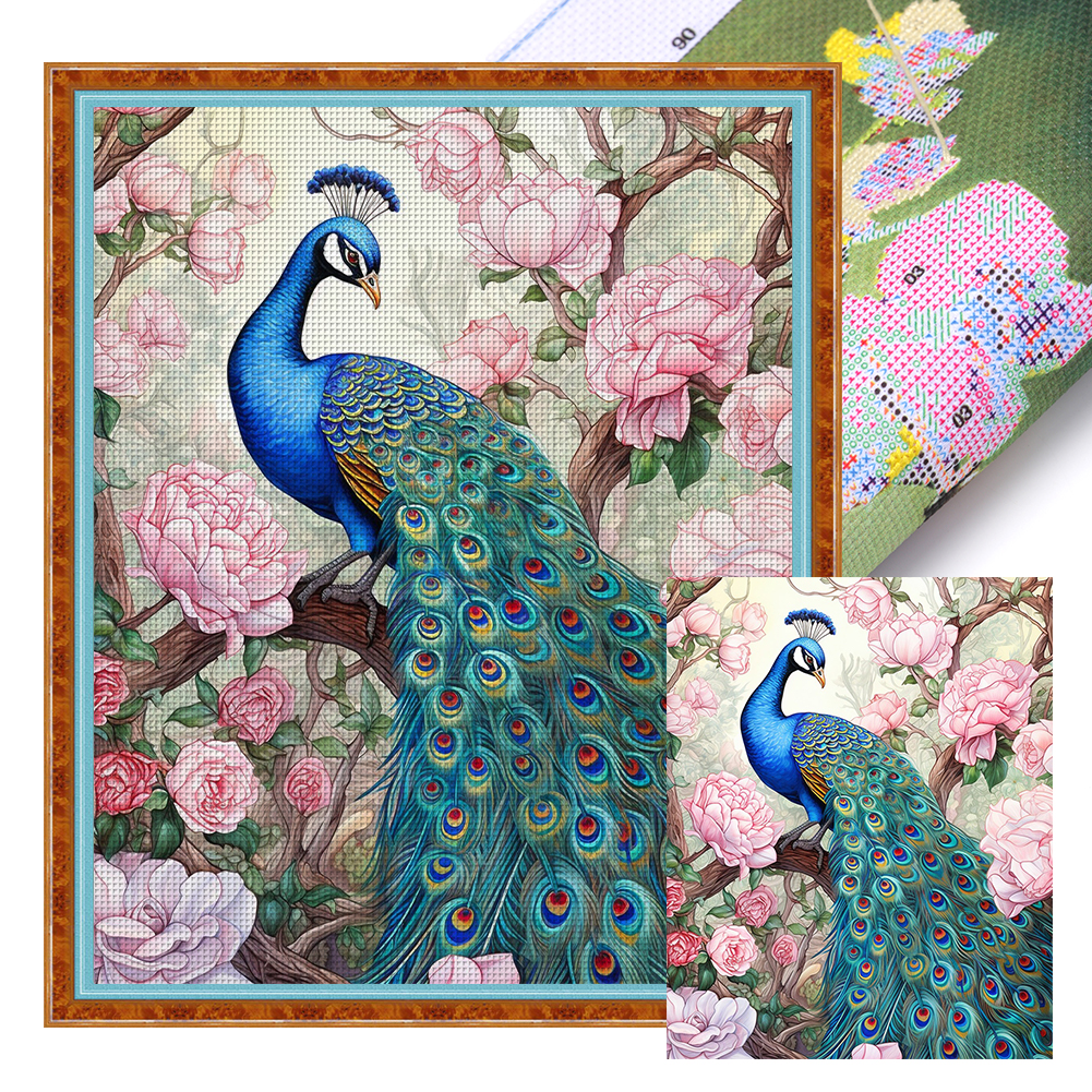 Peacock Full 16CT Pre-stamped Canvas(45*55cm) Cross Stitch