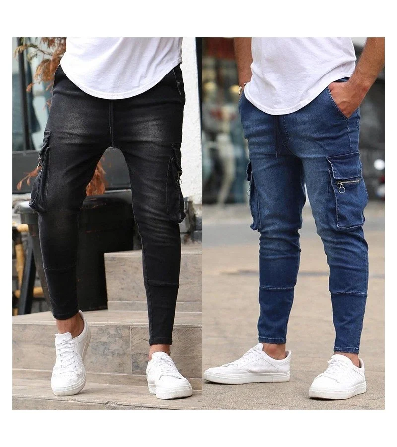 Men Trendy Zipper Pocket Skinny Jeans S-3XL