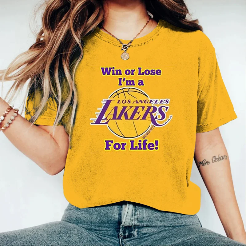 Women's Casual Loose Basketball Support Los Angeles Lakers T-Shirt