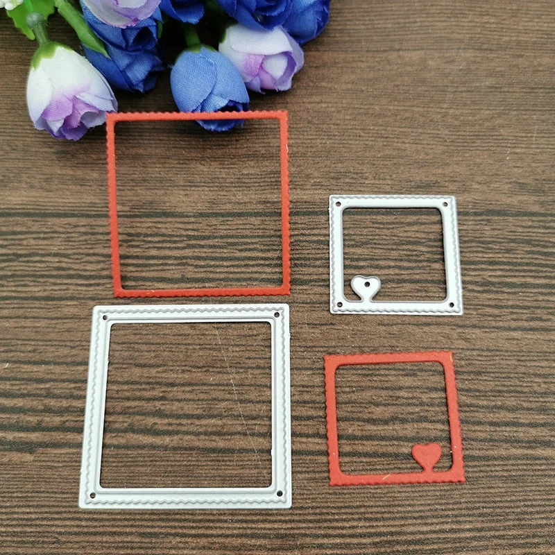2Pcs Love square frame Metal Cutting Dies Stencils For DIY Scrapbooking Decorative Embossing Handcraft Die Cutting Template