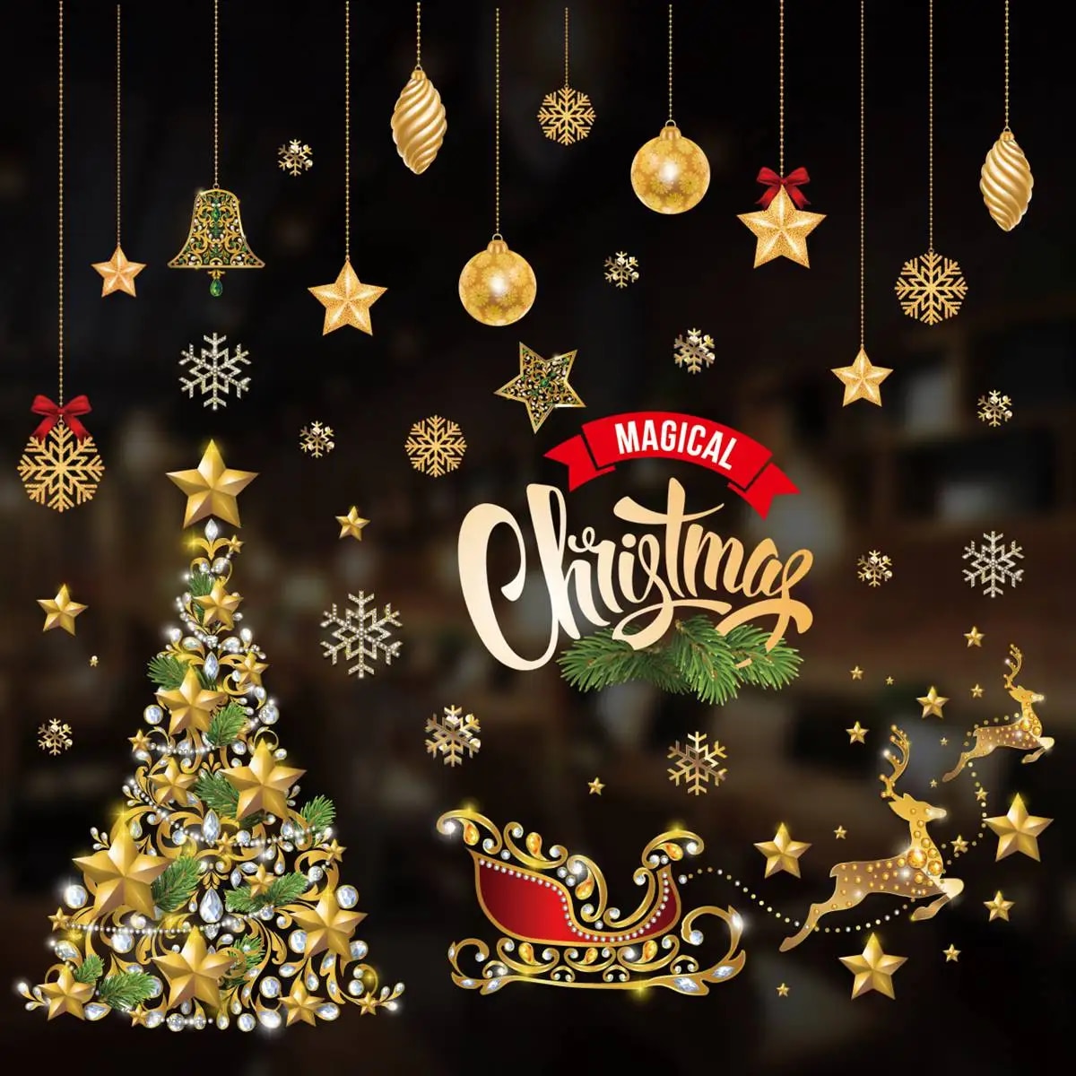 Tegooe Reusable Christmas Window Clings - Waterproof Static Decals for Home Decor
