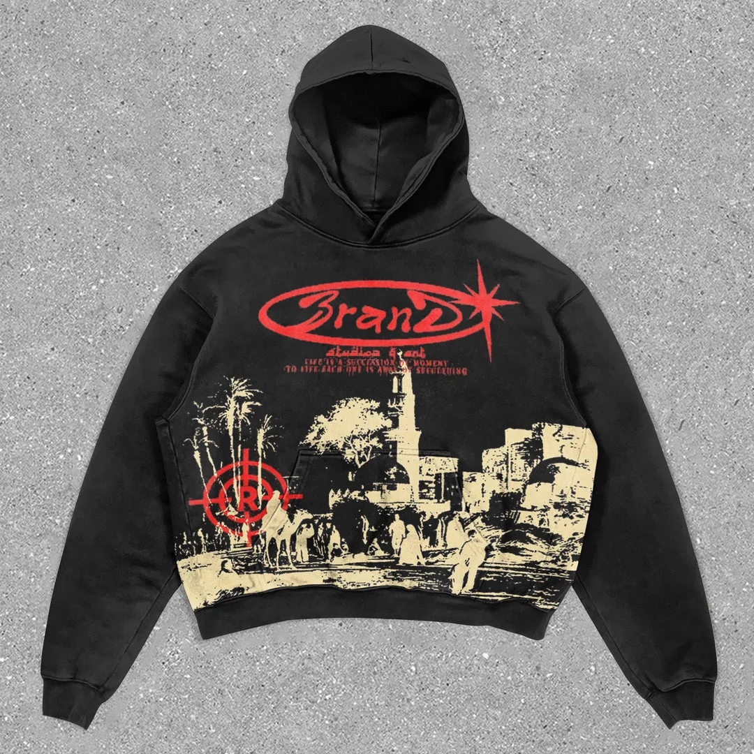 Aonga Harajuku Oversized TAKE THE RISK Streetwear Hoodie Vintage Streetwear Tops Sweatshirt Goth 2025 Jacket Hoodies Women Y2k Clothes aonga