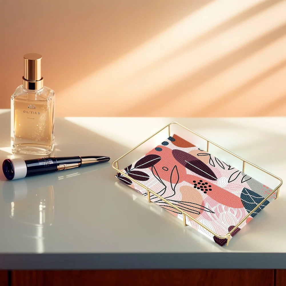 DIY Leaf Pattern Acrylic Special Shaped 5D Diamond Painting Tray Art Craft Decor(28*19*5cm)