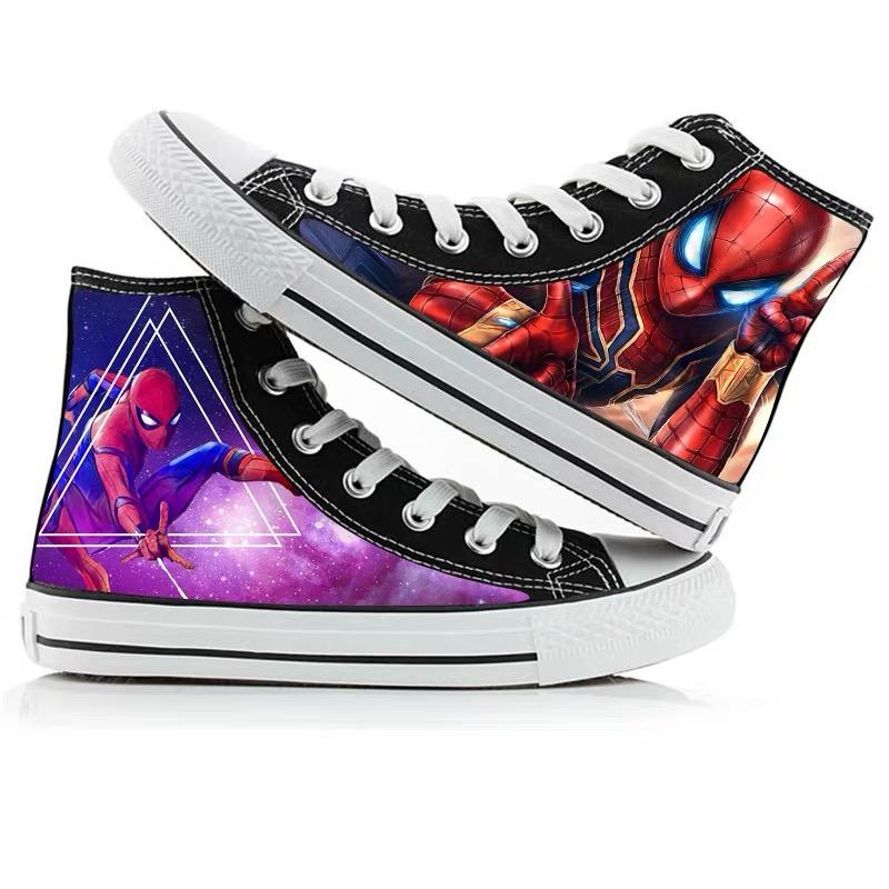 Mayoulove Avengers Endgame Spiderman High Tops Casual Canvas Shoes Unisex Sneakers For Kids-Mayoulove