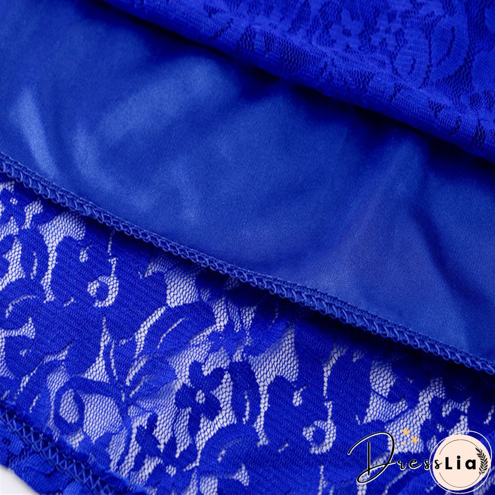 5XL Plus Size Dress Fashion Women Elegant Sweet Hallow Out Lace Dress Sexy Party Princess Slim Summer Dresses Vestidos Red Blue