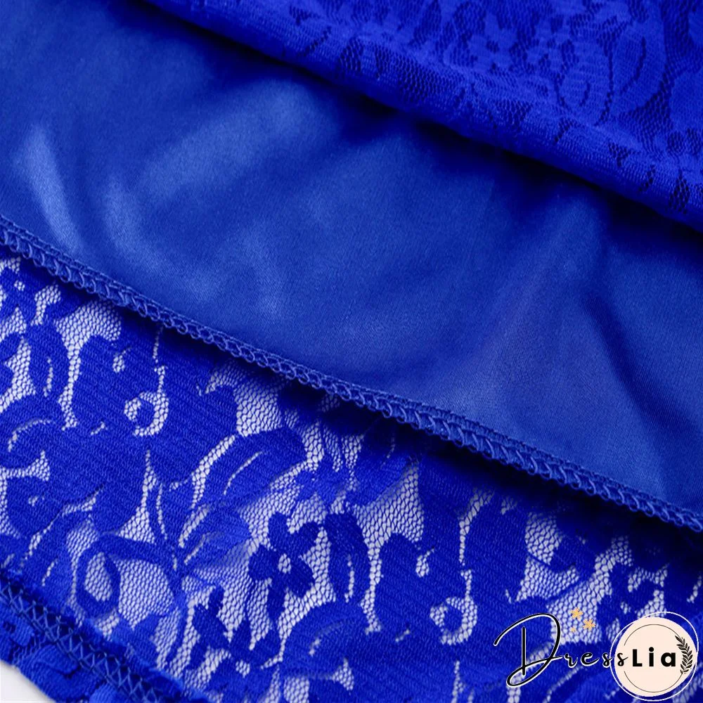 5XL Plus Size Dress Fashion Women Elegant Sweet Hallow Out Lace Dress Sexy Party Princess Slim Summer Dresses Vestidos Red Blue