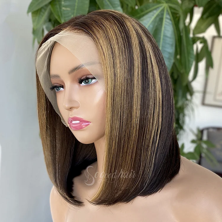 Omber Highlights Brown Bob Lace Wig