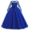 Kid Girl Long Bridesmaid Bow Gown Princess Party Wedding Dress