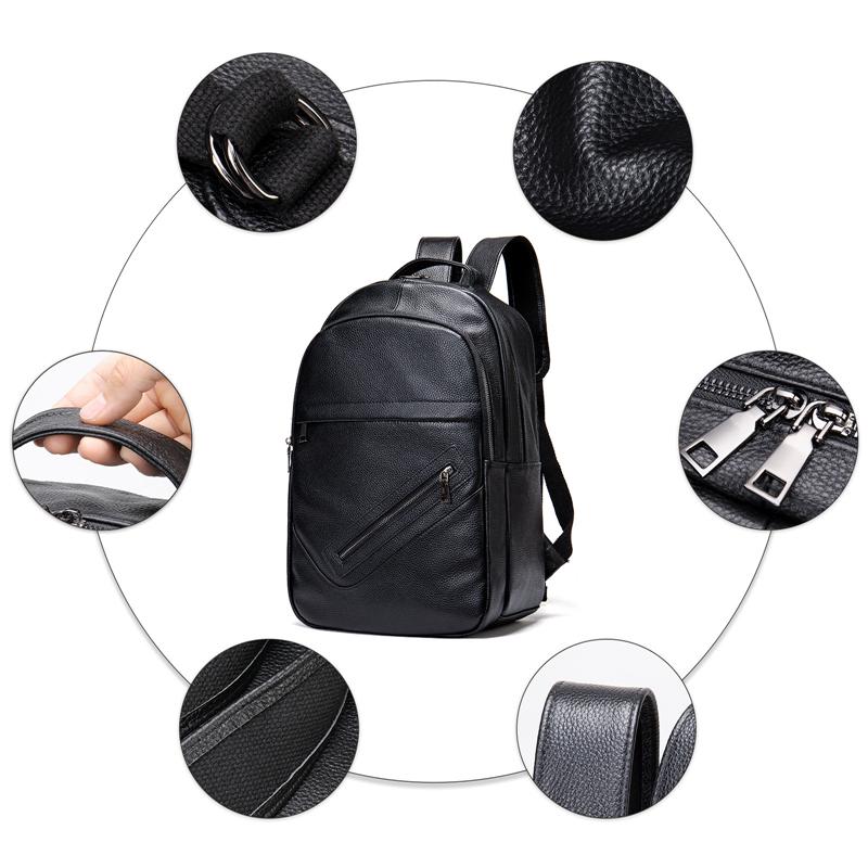 Men&rsquo;s Large Capacity Top-Handled Zip Fastening Genuine Leather Backpack