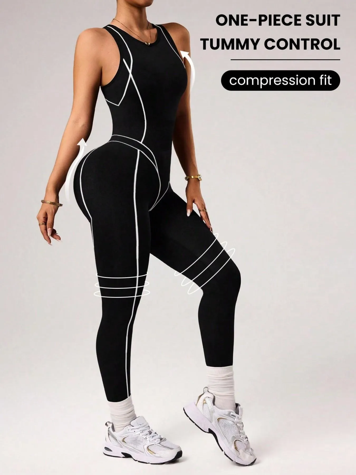 Women's Seamless High Elastic Yoga Jumpsuit, Back Zipper, Breathable Sportswear, Suitable for All Seasons, Ideal for Gym, Running, Yoga, Sporty Jumpsuit