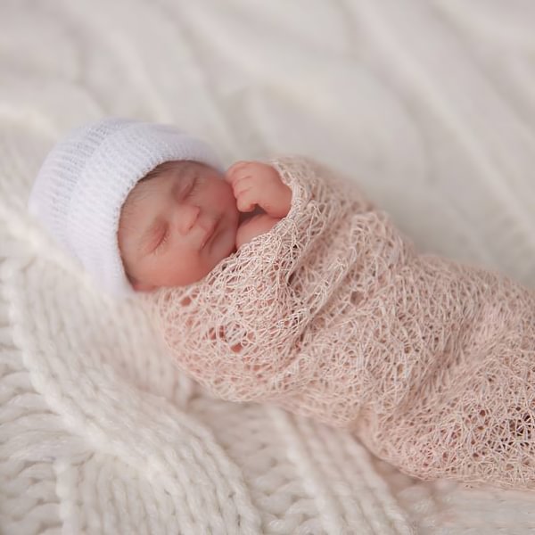 Miniature Doll Sleeping Full Body Silicone Reborn Baby Doll, 6 Inches Realistic Newborn Baby Doll Girl Named Jasmine