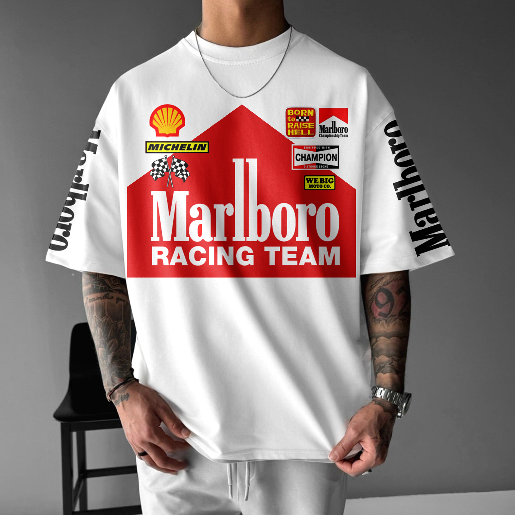 Unisex Oversized Racing Print T-Shirt Formula 1 T-Shirt / TECHWEAR CLUB / Techwear