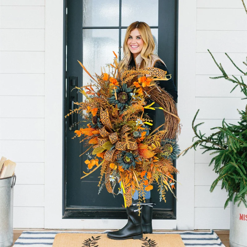 Extra Large Fall Grapevine Wreath - Single Or Double Door Design