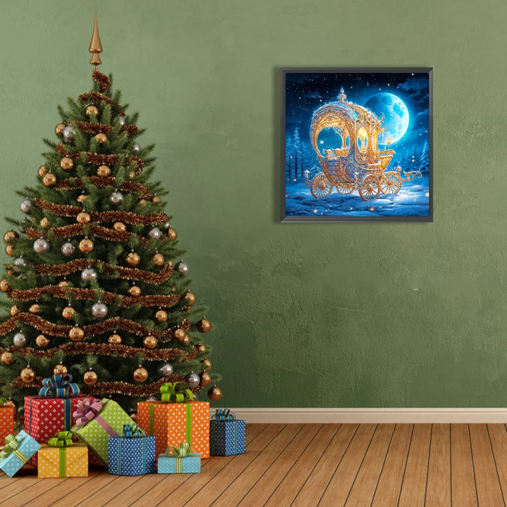 Full Round Diamond Painting 40*40cm - Pumpkin Carriage Under The Quiet Moon