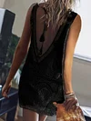 Solid Color Hollow Backless Sleeveless Mini Dress