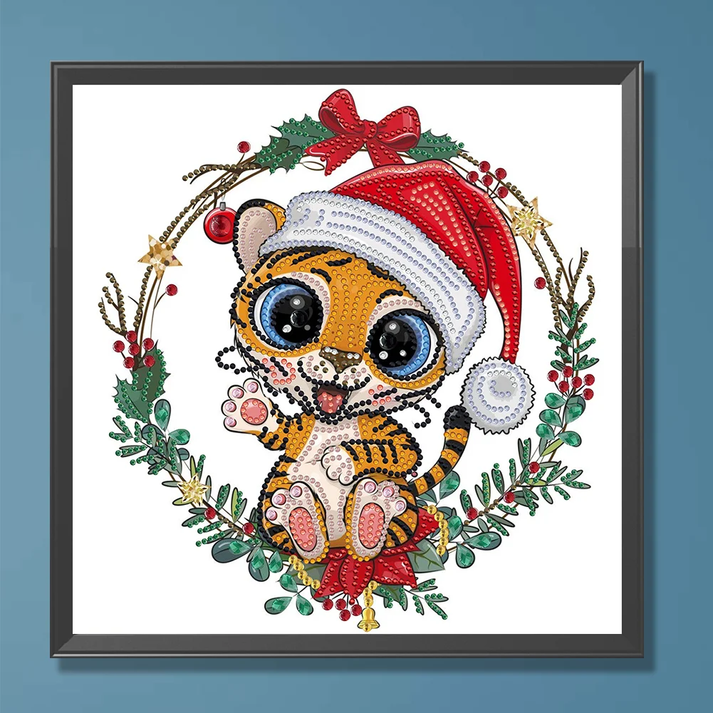 Diamond Painting - Partial Special Shaped Drill - Christmas Tiger(Canvas|30*30cm)
