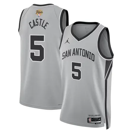 Youth San Antonio Spurs #5 Stephon Castle  Silver 2026 NBA Finals Patch Swingman Statement Edition Jersey
