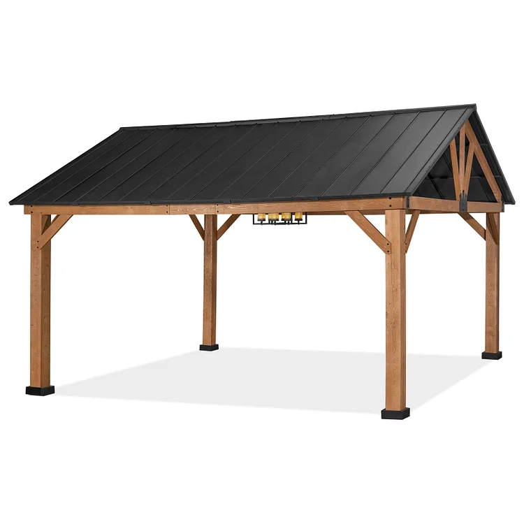 13 x 15 FT Outdoor Cedar Frame Patio Gazebo | JOYSIDE