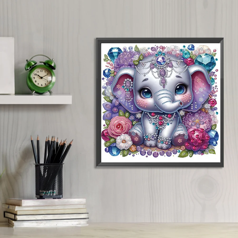 Diamond Painting - Partial Special Shaped Drill - Jewelry Elephant(Canvas|30*30cm)