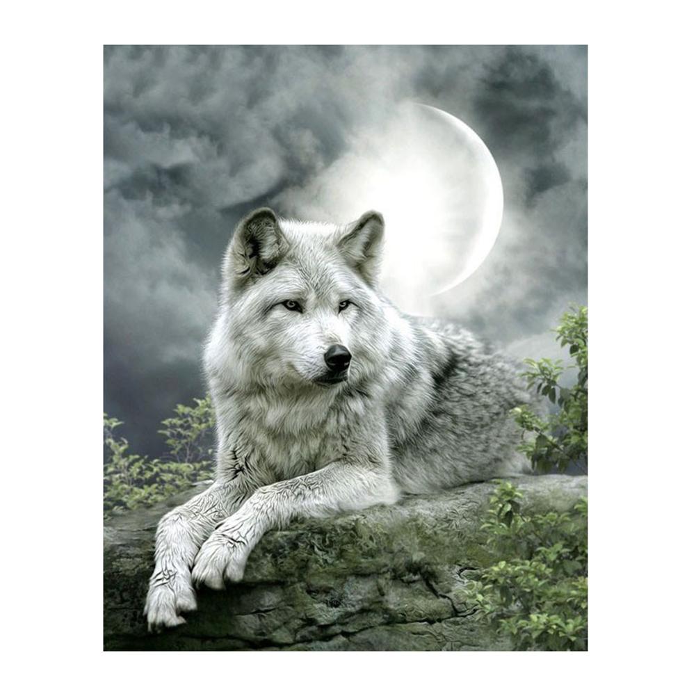 

30x40cm Round Drill Diamond Painting - Moonlight Wolf, 501 Original