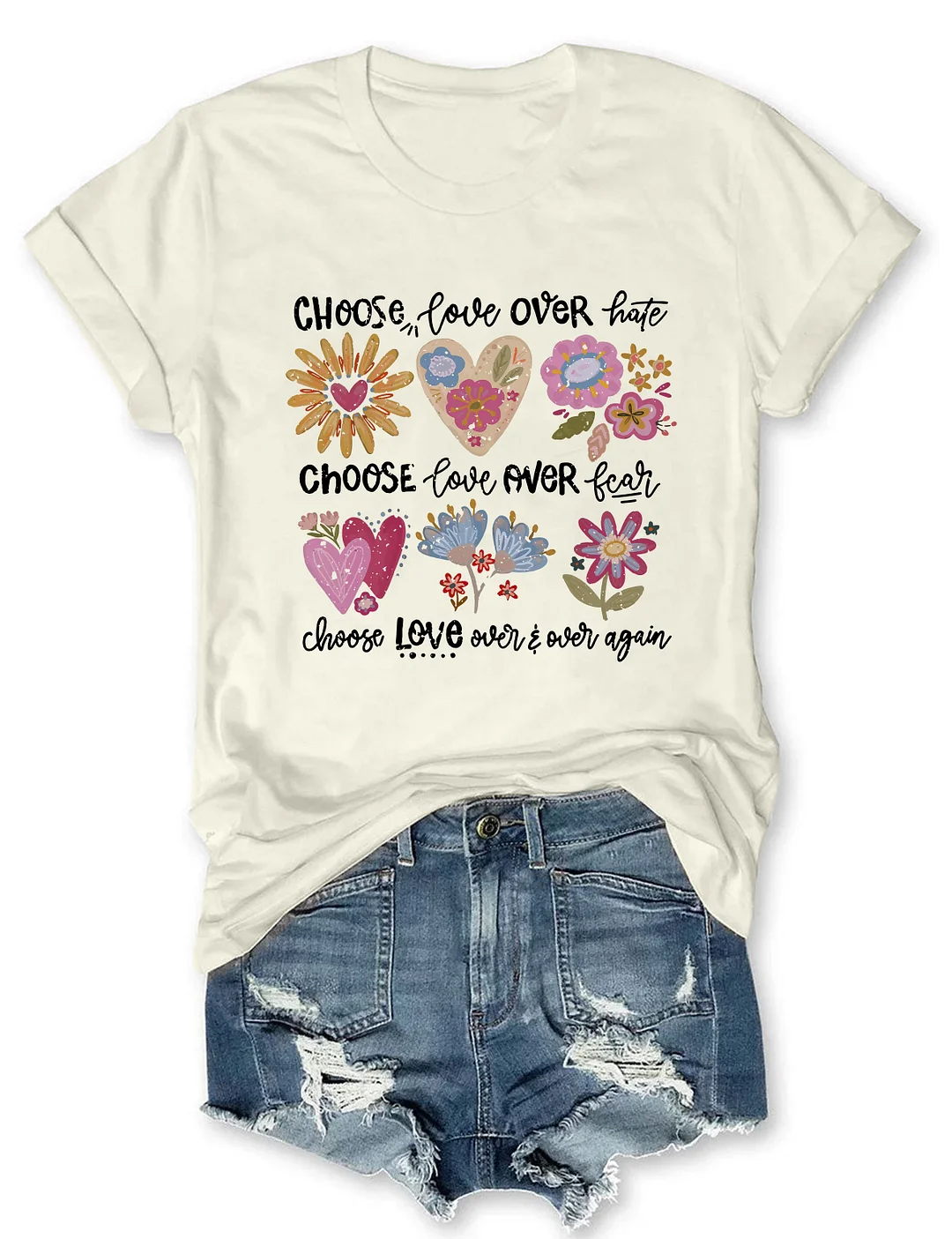 Choose Love Boho Floral T-shirt