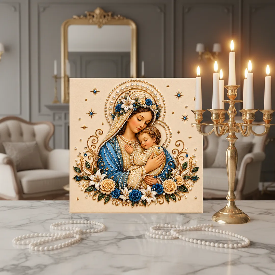 Framed Pearl Painting Kit Sacred Heart Theme 7.87x7.87in