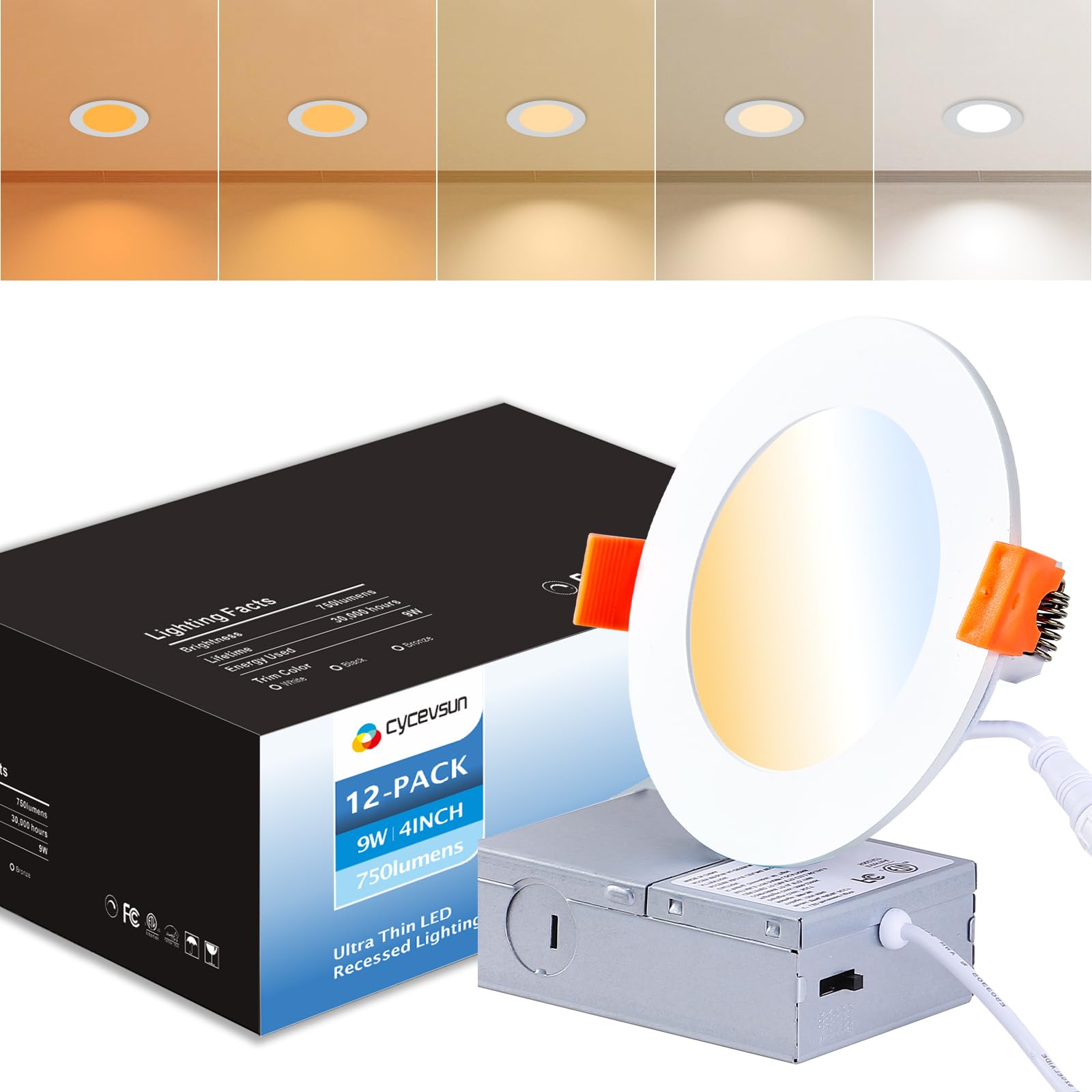 12 Pack White Recessed Lights 4 Inch Dimmable