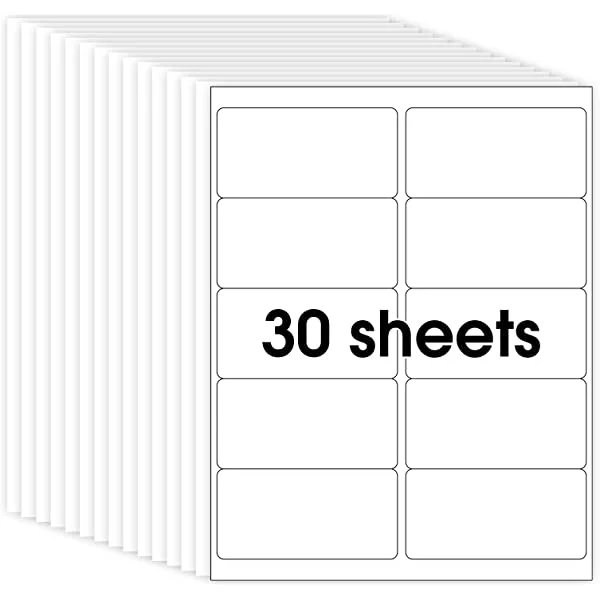 MaxGear® 2" x 4" Shipping Address Sticker Labels, Template 5163, for Inkjet or Laser Printer, Matte White Paper Sheets, Strong Adhesive, Dries Quickly, Holds Ink Well, 30 Sheets, 300 Labels