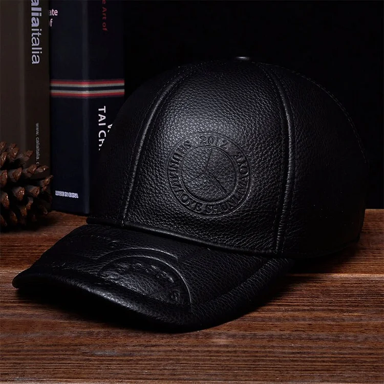 HL131 2023Mens Genuine Leather Baseball Cap Hat BrandStyle Spring Genuine Cow Leather Baseball Cap Hat